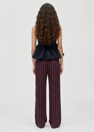 Elasticated dry viskose long buks Navy&Burgundy Wallpaper Stripes Stine Goya 